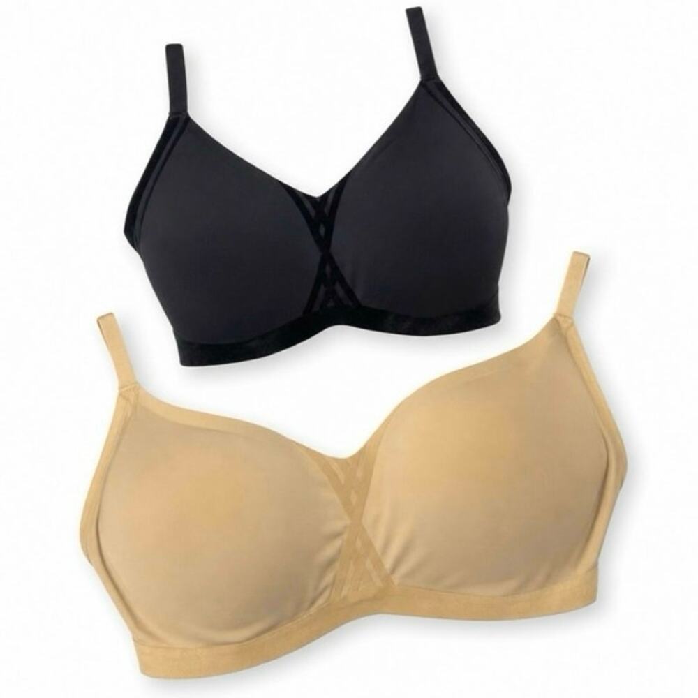 EUC – Honeylove Silhouette Wireless Bra Set (Black & Tan) – Set of 2